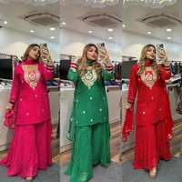 DSS 5779 New Party Wear Look Heavy Georgette With Embroidery Work  Top , Sarara With Dupatta  - Red, XL-42