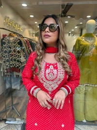 DSS 5779 New Party Wear Look Heavy Georgette With Embroidery Work  Top , Sarara With Dupatta  - Red, 2XL-44