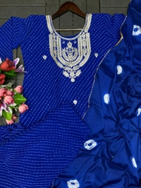 DSS 5779 New Party Wear Look Heavy Georgette With Embroidery Work  Top , Sarara With Dupatta  - Blue, L-40