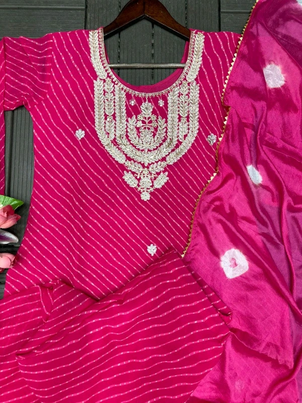 DSS 5779 New Party Wear Look Heavy Georgette With Embroidery Work  Top , Sarara With Dupatta  - Pink, XL-42