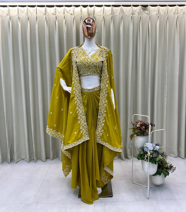 DSS 5780 *TRENDING  WEAR THREE PIECE BLOUSE,SKIRT AND SHRUGE WITH SEQUANCE EMBROIDERY WORK - M-38