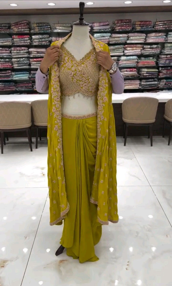 DSS 5780 *TRENDING  WEAR THREE PIECE BLOUSE,SKIRT AND SHRUGE WITH SEQUANCE EMBROIDERY WORK - M-38