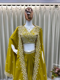 DSS 5780 *TRENDING  WEAR THREE PIECE BLOUSE,SKIRT AND SHRUGE WITH SEQUANCE EMBROIDERY WORK - M-38