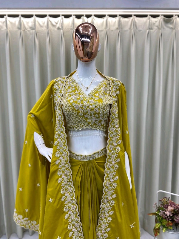 DSS 5780 *TRENDING  WEAR THREE PIECE BLOUSE,SKIRT AND SHRUGE WITH SEQUANCE EMBROIDERY WORK - M-38