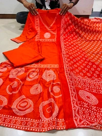 LCW 5783 *New Cotton Bandej  Lahriya set Kurti with plazzo with dupatta Heavy Handwork  - L-40