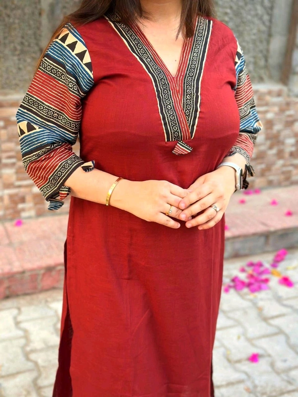 LCW 5784 New Beautiful Pure Cotton Kurti With Pant
 - Red, XL-42