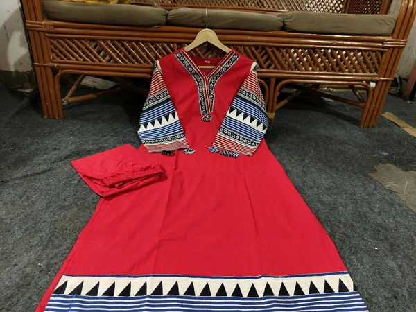 LCW 5784 New Beautiful Pure Cotton Kurti With Pant
 - Red, XL-42