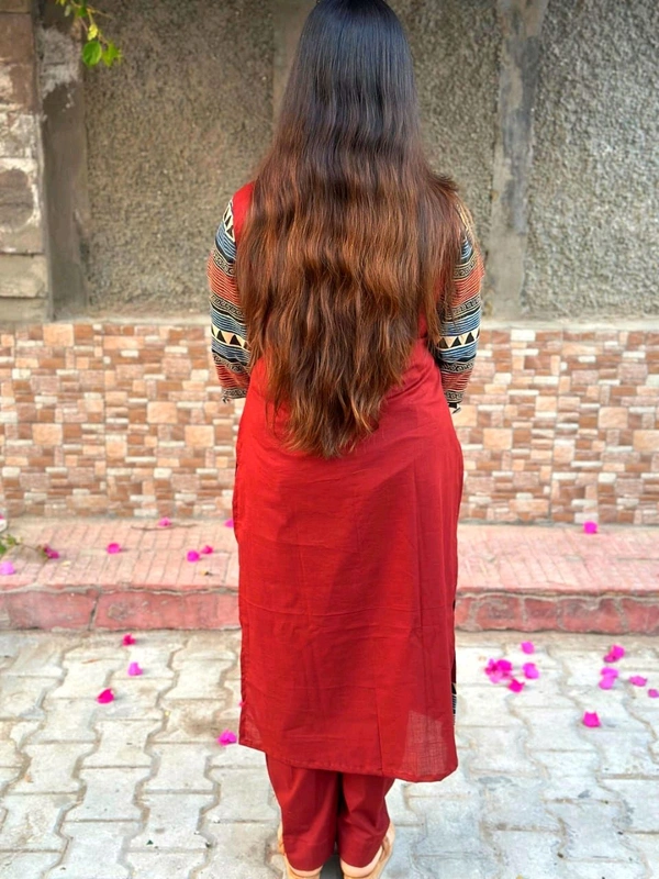 LCW 5784 New Beautiful Pure Cotton Kurti With Pant
 - Red, 2XL-44