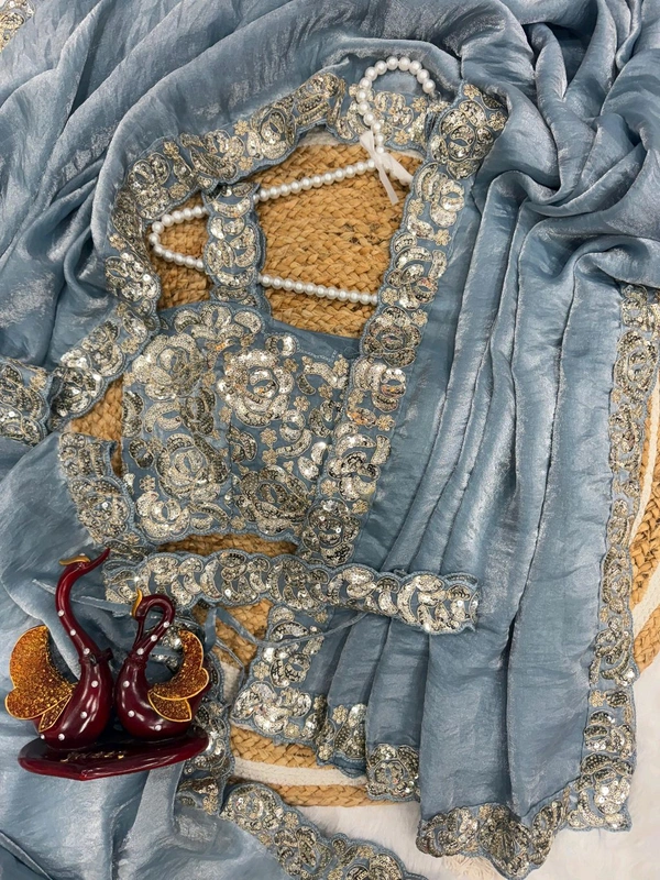 DSS 5787 New Trending designer Soft Space Silk saree collection sequins Dori embroidery work