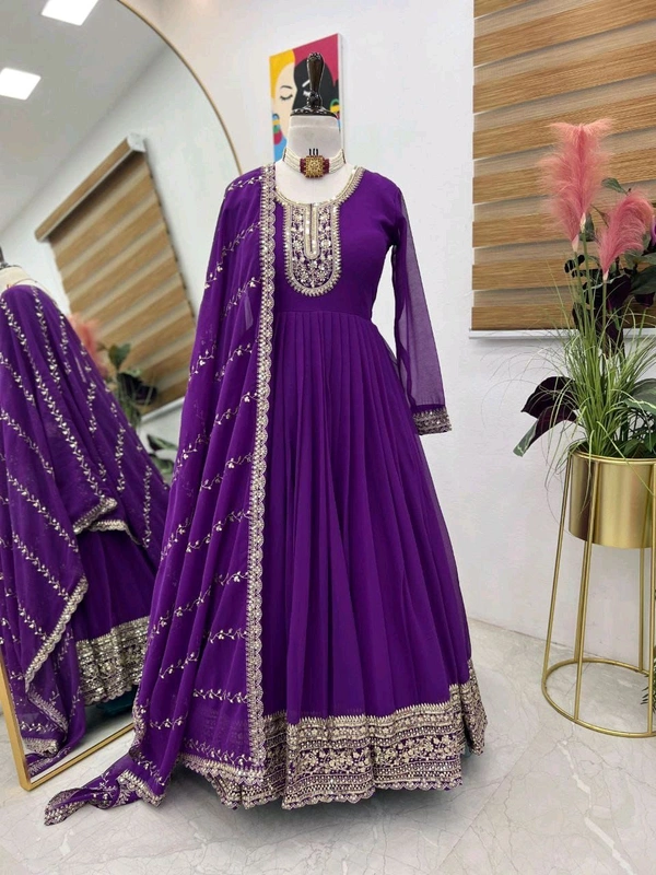 DSS 5790 *New Designer Party Fox Georgette Gown & Dupatta Set With Sequnce Embroidery Work - M-38