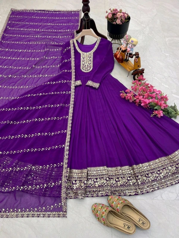DSS 5790 *New Designer Party Fox Georgette Gown & Dupatta Set With Sequnce Embroidery Work - M-38