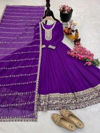DSS 5790 *New Designer Party Fox Georgette Gown & Dupatta Set With Sequnce Embroidery Work - L-40