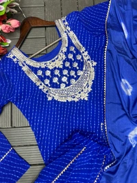 DSS 5792  New Party Look Heavy  Georgette  Top , Lehengha With Dupatta Embroidery Work With Border Lace - Blue, L-40