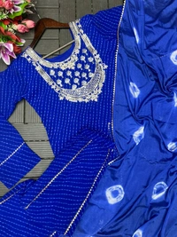 DSS 5792  New Party Look Heavy  Georgette  Top , Lehengha With Dupatta Embroidery Work With Border Lace - Blue, XL-42