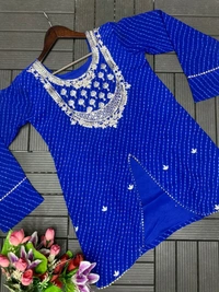 DSS 5792  New Party Look Heavy  Georgette  Top , Lehengha With Dupatta Embroidery Work With Border Lace - Blue, 2XL-44