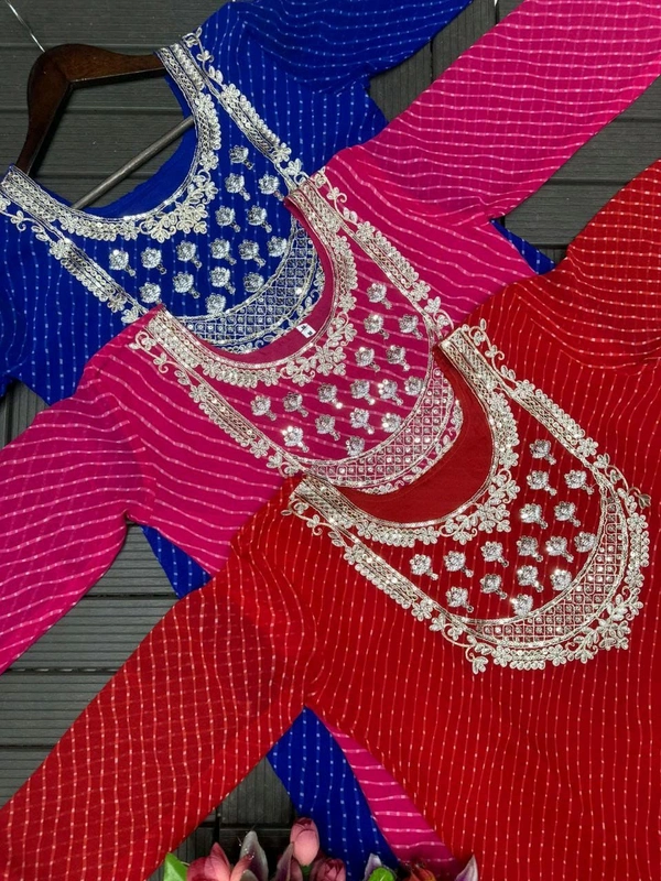 DSS 5792  New Party Look Heavy  Georgette  Top , Lehengha With Dupatta Embroidery Work With Border Lace - Red, M-38