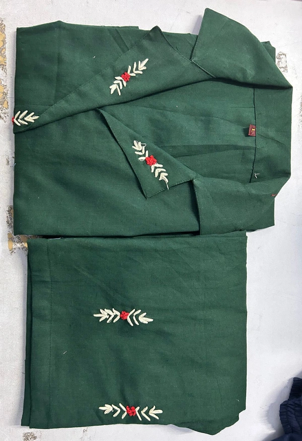 KDJ 3536 Beautiful Cotton Kurta Plazo Set - Pine Green, 44