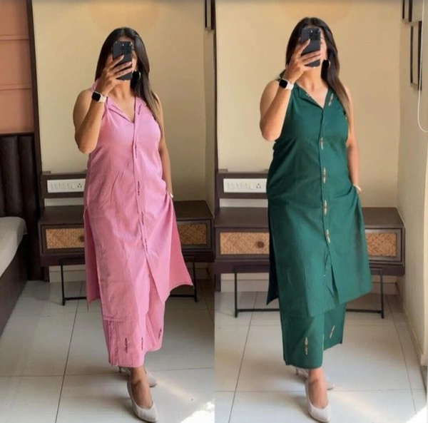 KDJ 3536 Beautiful Cotton Kurta Plazo Set - Sundown, 44