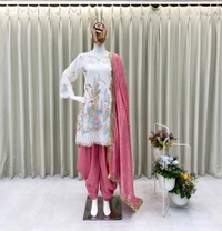 DSS 5796 *DESIGNER WEAR EMBROIDERY WORK  VICHITRA SILK TOP WITH SALWAAR DUPATTA SETS  - M-38