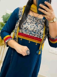 SF5  5797 NEW HANDWORK PURe HEAVY COTTON KURTI PANT DUPATTA SET  - Blue, M-38