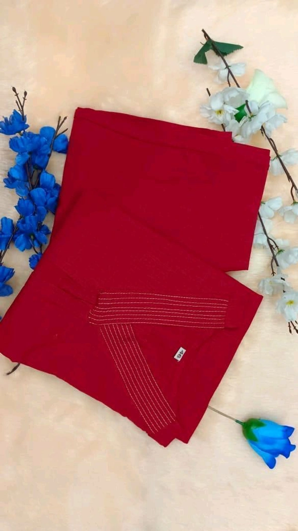 SF5  5798  NEW DESIGN LONCH V NACK PURE COTTON CO-ORD SET WITH SIDE POCKET & KATHA WORK  - Red, 2XL-44
