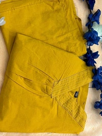 SF5  5798  NEW DESIGN LONCH V NACK PURE COTTON CO-ORD SET WITH SIDE POCKET & KATHA WORK  - Yellow, M-38