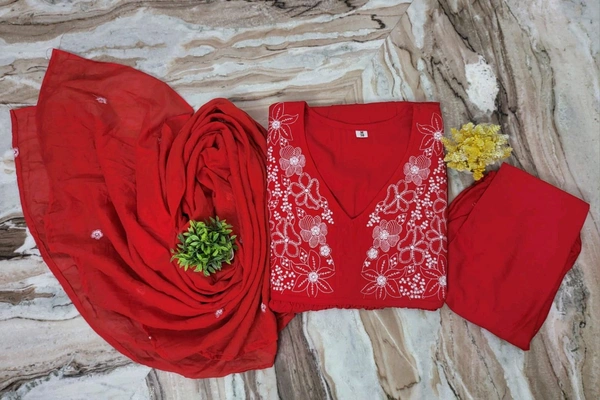 LCW 5800 New Style Pure Heavy reyon Cotton Kurti With Pant Duppta Set  - L-40
