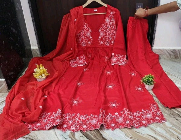 LCW 5800 New Style Pure Heavy reyon Cotton Kurti With Pant Duppta Set  - L-40