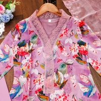 DSS 5802 new  Beautiful printed silk suit set with Dupatta With Embroidery Work Lace - 3XL-46