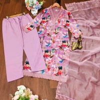 DSS 5802 new  Beautiful printed silk suit set with Dupatta With Embroidery Work Lace - 3XL-46