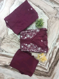 LCW 5805 New Style Pure Heavy reyon Sequence Work Kurti with Pant with Dupatta - Purple, 2XL-44