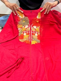 SF5  5809 New & beautiful Pure Cotton Ste Printed Floral Heavy Embroidery With Hand Work With Dupatta  - Red, M-38
