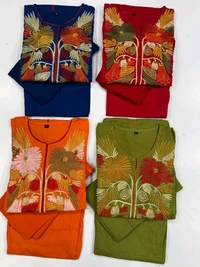 SF5  5809 New & beautiful Pure Cotton Ste Printed Floral Heavy Embroidery With Hand Work With Dupatta  - Red, L-40