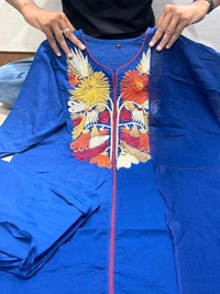 SF5  5809 New & beautiful Pure Cotton Ste Printed Floral Heavy Embroidery With Hand Work With Dupatta  - Blue, M-38
