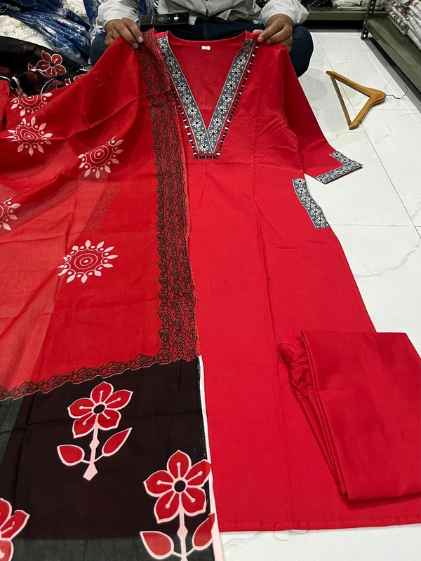 SF5  5810 new Style Pure Cotton Kurti With Pant Malmal  Dupatta Set  - 2XL-44