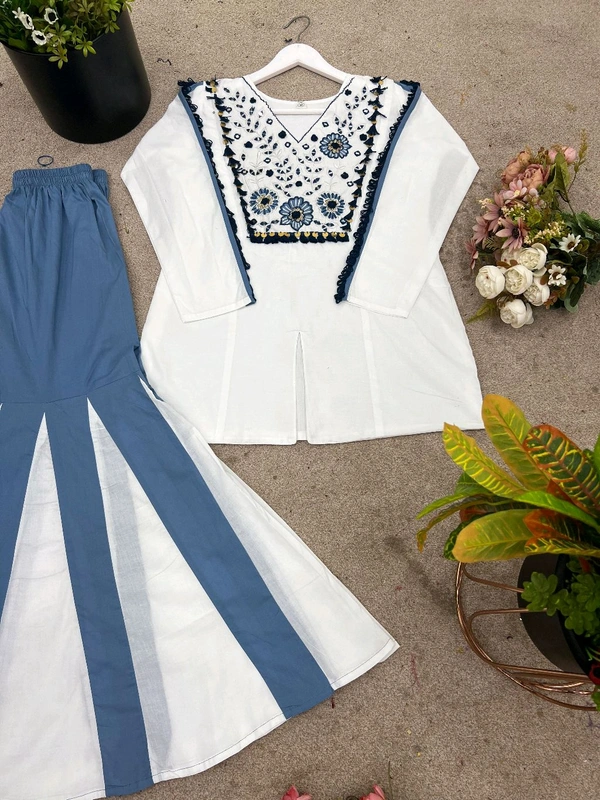 DSS 5813 *Premium Quality Ready To Wear pure Roman Silk Co-ord set Hand Work Embroidery With Mirror Work  - L-40