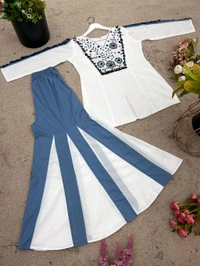 DSS 5813 *Premium Quality Ready To Wear pure Roman Silk Co-ord set Hand Work Embroidery With Mirror Work  - XL-42