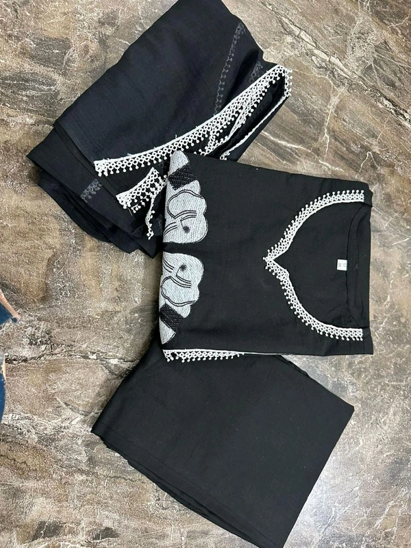 SF5  5814 BEAUTIFUL COTTON KURTI PANT DUPATTA  EMBROIDERY WORK WITH LESS WORK  - 2XL-44