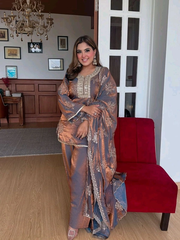 DSS 5816 Premium Quality Heavy Fredy Silk With  Embroidered Sequence Work Beautiful Designer Set  - M-38