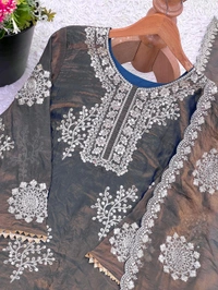 DSS 5816 Premium Quality Heavy Fredy Silk With  Embroidered Sequence Work Beautiful Designer Set  - 2XL-44
