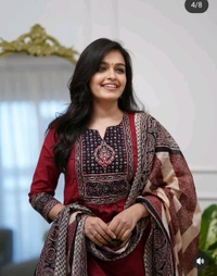 LCW 5817 New Premium launch Cotton straight kurti,pant, dupatta sets - Maroon, M-38