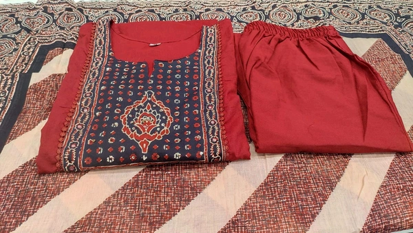 LCW 5817 New Premium launch Cotton straight kurti,pant, dupatta sets - Maroon, L-40
