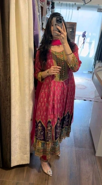 DSS 5818 *DESIGNER WEAR PRINTED CHINON  TOP WITH PANT PAIR IN REAL MIRROR WORK REAL MIRROR WORK  - L-40