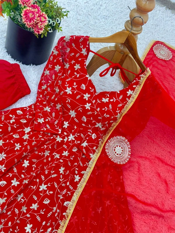 DSS 5819 New Heavy Blooming Georgette With Heavy Embroidery Work Anarkali Gown With Dupatta  - M-38