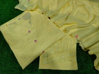 LCW 5820 *NEW PREMIUM PURE COTTON KURTI PANT AND AND DUPATTA WITH EMBRODIERY WORK  - Yellow, XL-42