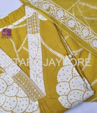 SF5  5821 New Style Cotton Kurti Pant And Dupatta With Side Pocket With Embroidery Work  - Yellow, 3XL-46