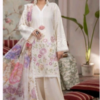 DSS 5823 NEW   DESIGNER TRENDING ROMAN SILK  FARSI SALWAR SUIT IN THREE PIECE WITH EMBROIDERY WORK  - White, XL-42
