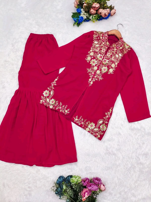 DSS 5824 New Design Launch Soft Georgette Designer Set With Multi Thread Embroidery Work  - Red, XL-42