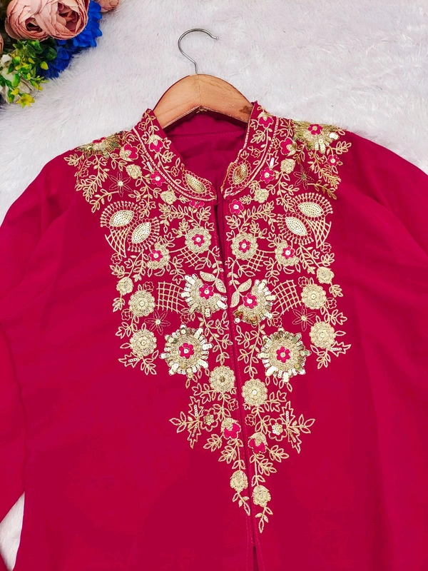 DSS 5824 New Design Launch Soft Georgette Designer Set With Multi Thread Embroidery Work  - Red, 2XL-44