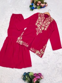 DSS 5824 New Design Launch Soft Georgette Designer Set With Multi Thread Embroidery Work  - Red, 2XL-44